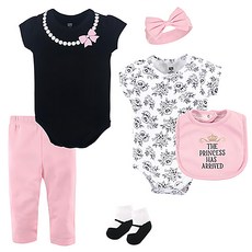 HUDSON BABY 嬰兒短袖包屁衣長褲套裝 6件組, M(3~6個月), 多色