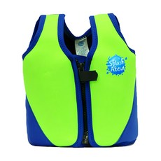 Splash About 兒童浮力夾克 增強舒適度 安全性, 3~6歲, 螢光綠 + 寶藍色, 1件