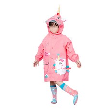 愛北鼻 兒童款 立體卡通造型雨衣 超強防潑水滌綸布 PU防水膠層, 魔法獨角獸, M