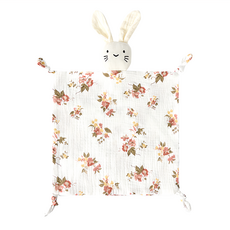 Kori Deer 可莉鹿 純色質感小動物純棉紗布安撫巾 28 x 28cm 兔 + 蝴蝶花, 1件