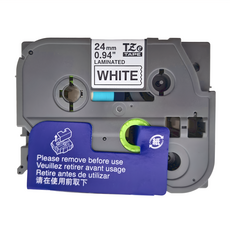brother 兄弟牌 白底黑字 24mm TZe護貝標籤帶, 1個
