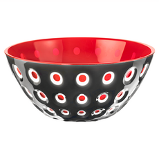 GUZZINI LM波卡點點沙拉碗 25公分, 黑色 + 紅色, 1個