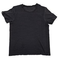 CHEAUCHI 巧奇 COOL涼T 女款 條紋短袖排汗休閒上衣, L, 經典黑