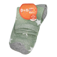D&G 兒童款 星星 1/2 襪 Set, 17~21cm, 灰綠色