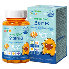 Nutri D-DAY 嬰兒和兒童 Omega3 咀嚼營養劑, EPA及DHA, 1,050 mg x 45顆, 1罐