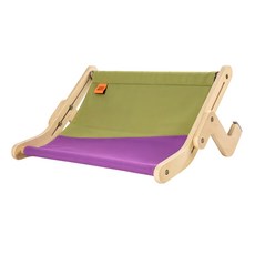 MewooFun 喵乎汪也 繽紛奇趣調節式貓掛床 木質多層板純棉帆布, 1個, 極光(紫色 + 綠色)