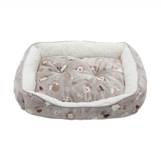 Dogfeet 舒眠方形睡床 柔軟舒適細緻 貓狗都適用 底部隔潮防滑設計, 刺蝟灰, 1個