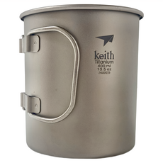 keith Titanium 鎧斯 鈦 摺疊單層杯 附杯蓋 400ml Ti3203, 1個