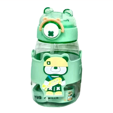BOACUP 熊熊兒童吸管水壺, 綠色, 600ml, 1個