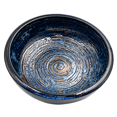 藍釉旋紋厚8缽 - 日本製, 寬:23.5 / 高:7.5 (cm), 容量:1540 (mL), 1個