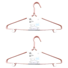 百貨King 樂活屋 扭花帶鉤浸塑衣架 10入, 粉色, 2組