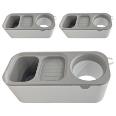 FAmILyLIFE 生活 無痕壁掛洞洞板專用 吹風機架置物架 26 × 11 × 8cm, 簡約白, 3個