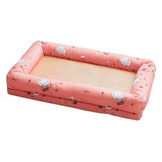 SIMBALION 雄獅 奶油獅 森林野餐 涼夏好眠 中大型寵物透氣紙纖涼蓆記憶床墊 台灣製 10~25kg適用, 橘紅色, 1個