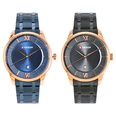 RADIANT STAR 璀璨之星 愛之禮情侶對錶禮盒 巴黎釘紋設計 經典鍊帶 日期顯示