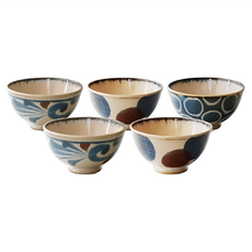 AWASAKA 粟坂 筆青釉深型飯碗5入組 原產地日本 陶瓷材質 直徑11x6cm, 筆青釉繪, 1組