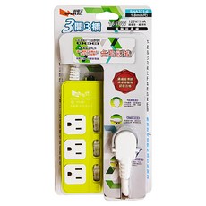 SUPERCELL 超電王 3開3插電腦延長線 1.8m SNA331-6 獨立開關 節能省電, 顏色隨機, 1條