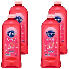 Kao 花王 Cucute 珂珂透 餐具洗碗精補充瓶 粉紅葡萄柚香, 370ml, 4瓶