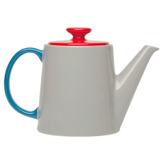 Jansen co 調色茶壺, 灰色+紅色頂部+藍色把手，陶瓷材質，1.25ltr, 灰色 + 紅色 + 藍色, 1.25L, 1個