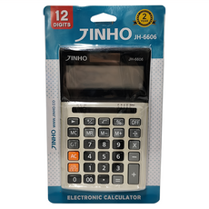 JINHO 京禾 JH-6606 12位元計算機，大型LCD數字顯示，雙重電源, 金色, 1個