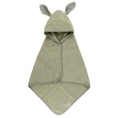BIBS Hoodie Towel Kangaroo 袋鼠連帽浴巾, 灰綠色, 1個