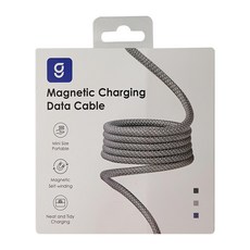 Magtame O-Magcable 2in1 USB-C-C + A 磁性快收納傳輸線 圓線款, 1m, 1條, Silver Black