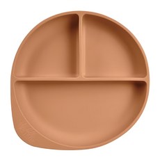 By Lille Vilde 矽膠分隔餐盤 吸盤式, 100%食品級矽膠, 耐熱-40°C~230°C, 18 x18cm, 暖棕, 1個