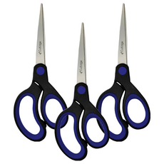 CutEdge 鋒銳 不沾膠萬用剪刀附專利剪刀座7吋 藍色, 3支