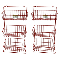 大台灣企業社 三層四角壁籃, 塑膠鐵製, 紅色, 2個