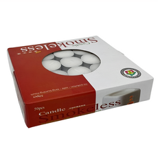 騰宇 新無煙茶燭 Set 50個, 石化蠟材質, 直徑3.8cm*3.8cm*1.5cm, 白色, 50g