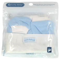 Lucky Baby 新生兒純棉帽子護手套襪套3件組-藍 (S277)