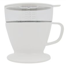 OXO 聰明花灑手沖杯, 自動花灑壺可精準控制水量, 咖啡渣能均勻分配水分, 適用於各尺寸杯, 1個, 白色