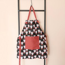 日系親子圍裙 棉質舒適透氣 兒童烹飪圍裙, 紅黑花朵, 1件