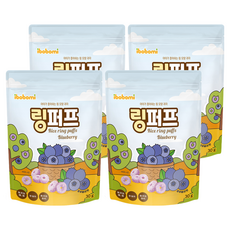 ibobomi 米泡芙 4包 30g 藍莓味 寶寶米餅 嬰兒零食, 藍莓