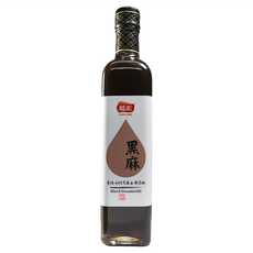 龍宏 黑麻油 100%芝麻油 重焙初榨黑麻油 無添加, 500ml, 1瓶