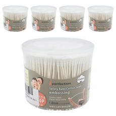 Perfection 嬰兒專用紙軸棉花棒 1.8mm柔軟彎曲, 600支, 5罐