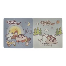 收納王妃 蠟筆小新 軟式方形珪藻土杯墊 2個, 露營, 1組