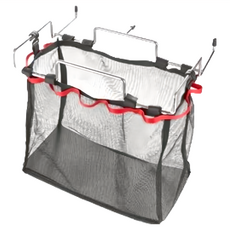 蘿林嚴選 露營 桌邊收納網掛架組 1組 袋 + 架子 + pvc底盤 網袋32 x 16 x 20cm + 鐵架31.5 x 25 x 4.5cm, 黑色