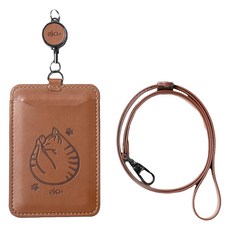 ekax 雙面感應識別證, PU皮革, TPU透膜, 五金, 105 x 71 x 3mm, 抱抱貓