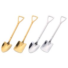 童樂趣 不鏽鋼水果勺組, 304不鏽鋼材質, 鐵揪兵工鏟設計, 超值二盒, 1組, 銀色+金色