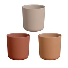 cink 水杯3個套裝，200ml，竹纖維和玉米澱粉製成, 米色 + 橘色 + 紅色, 1組