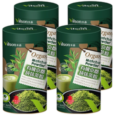 Vilson 米森 有機京都純抹茶粉, 日本京都有機茶園產地直送, 茶職人等級專用極細抹茶粉, 無添加糖粉, 75g, 1罐, 4罐