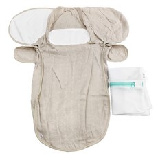 Swado 竹纖紗布包巾 + 洗衣袋 70%黏液縲縈(竹纖維) 30%棉 尺寸: 0-3個月(S), 杏仁米