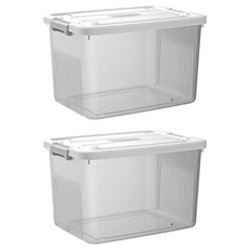 BangJiaShi 幫家適 掀蓋式透明收納箱, 特大款(39 x 28.5 x 21.5cm), 透灰, 2個