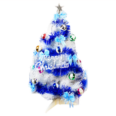 特級白色松針葉聖誕樹, 繽紛馬卡龍藍銀色系, 90cm 底部直徑72cm