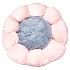 毛小孩星球 舒柔花朵寵物睡墊 棉絨圓窩 舒眠窩 寵物保暖窩 貓窩 狗保暖窩 大號, 粉配灰色, 1個