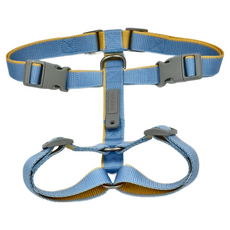 tails&me 尾巴與我 新經典 犬 H 型胸背帶 五段尺寸調節 柔軟厚織尼龍 強韌安全車縫 獨家配件扣, L, 水藍色 + 亮黃色, 1件
