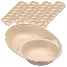 19號植纖橢圓雙格餐盒 750ml 外帶餐盒 一次性餐具, 50個, 10組