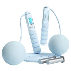 Deerway 有線無線兩用計數負重跳繩, 藍色, 1組, 280cm x 5mm + 30 x 7cm