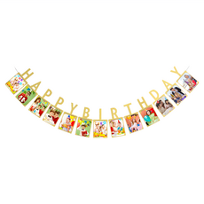 Time Leisure 生日派對場景佈置DIY照片掛旗 派對裝飾 打造獨特回憶, 金色, 13.4cm x 17.3cm