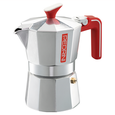 PEDRINI Ecomoka 義式摩卡壺 6杯, 紅色 + 銀色, 輕鬆製作濃郁義式咖啡, 1個